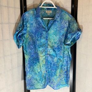 batik short sleeve summer blouse